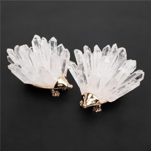 1PCS Natural Stones Hedgehog Crystal Quartz White Quartz Geode Cluster Mineral Raw Home Decor Reiki