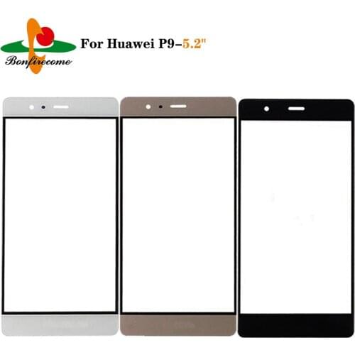 10Pcs\lot Outer Screen For Huawei P9 EVA-L19 Front Touch screen Panel LCD Display outer Glass Cover Lens Replacement