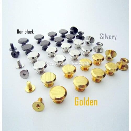 10pcs Flat Round Head Stud Spot Screwback Screw Back Leather Craft Bag Belt Leathercraft Chicago Screw Nail Rivet Bolt DIY