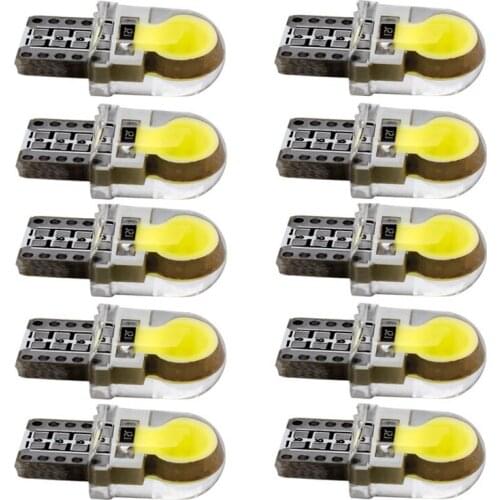 10pcs T10 W5W WY5W Silicone Case COB LED Car Parking Lights Silica Gel Shell LED Wedge Interior Dome Lamps Auto Turn Side Bulbs