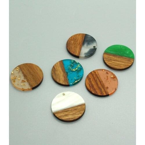 2/4/6pcs Vintage Half Resin Wood Earring Charms Accessory Clear Handmade Retro Phone Keychain Necklace Pendant Mix Jewelry Make