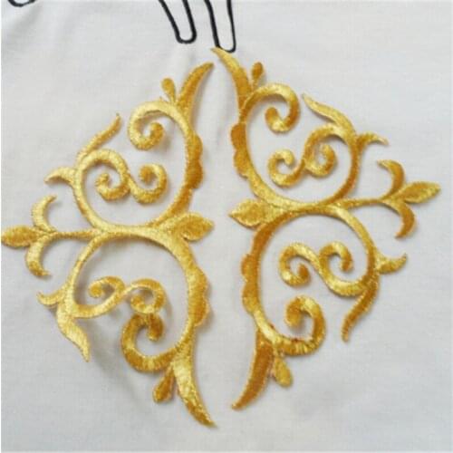 20Pcs Gold 10X 16cm Hot-fix Baroque Garments Lace Applique Flower Floral Motif Venise Venice Lace Applique DIY Accessory BD0216