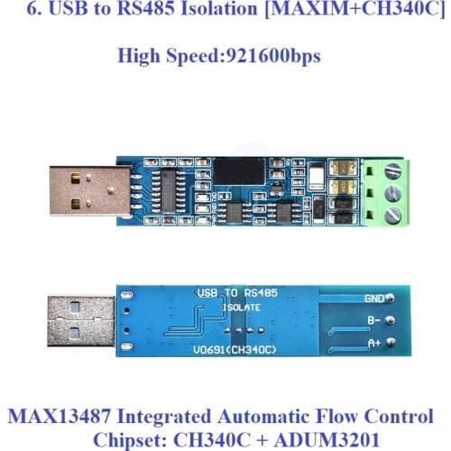 USB to RS485 Isolation Module Adapter, USB to 485 Isolation Communication Module Converter with FT232 CH340 Chip