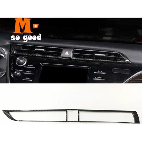 Car Central Air Condition Outlet Vent Frame Cover Strip Decor Accessories Trim Shell ABS Carbon Fiber 2018 2019 for Toyota Camry