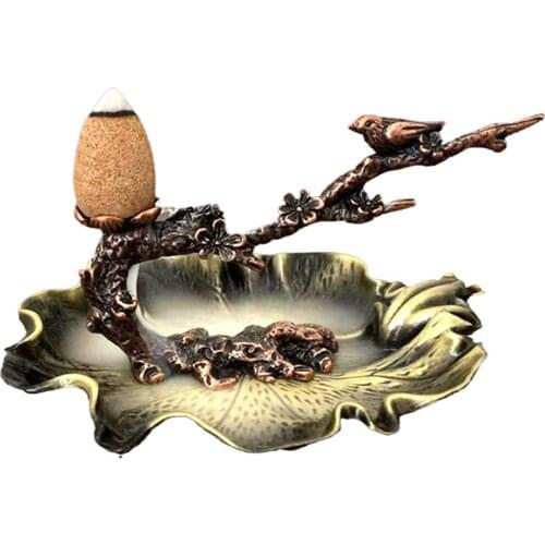 Plum Branch Bird Backflow Incense Burner Cones Holder No Cones