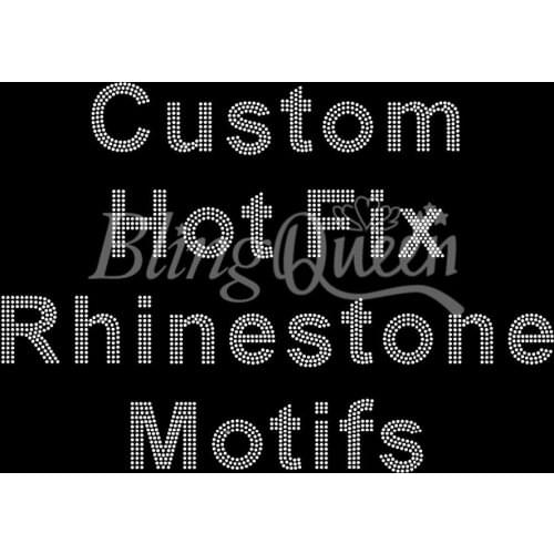 BlingQueen 25PCS/LOT Custom Hot Fix Rhinestone Motifs Iron On Transfers