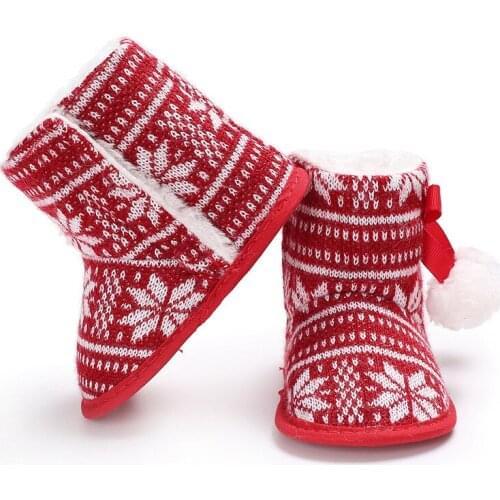 Winter 0-1 years old female baby wool plus velvet warm snow boots soft bottom shoes baby toddler shoes