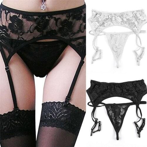 Black White Sexy Women Lingerie Hot Sexy Lace Porn Babydoll Erotic Lingerie Sexy Underwear Costumes G-string + Stockings