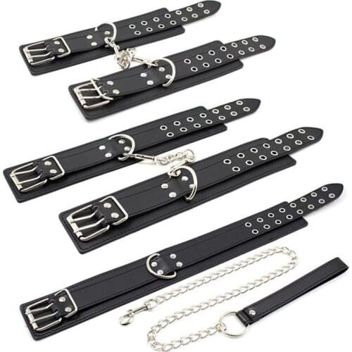 Erotic Suit Double-row Leather Hand And Handcuff Suit Neck Suit Erotic Leather Suit Bondage Suit