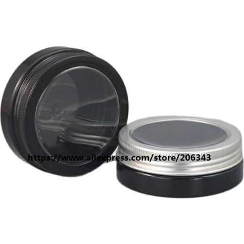 F/shipping 30g black PET bottle/jar/pot with window lid cream/gel/essence/moisturizer/mask/art nail/wax /skin care packing