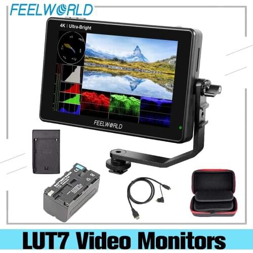 FEELWORLD LUT7 7 Inch 3D LUT 2200nits Touch Screen DSLR Camera Field Monitor with Waveform VectorScope Histogram with Battery