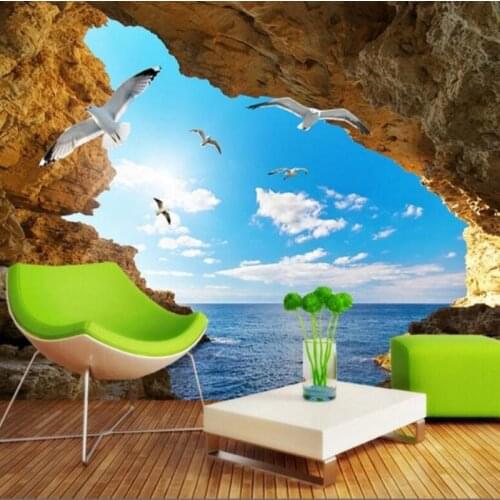 Beibehang photo wallpaper mural Custom landscape wallpaper blue sky gull house living room TV background wallpaper for walls 3 d