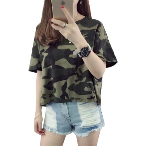 New Summer Style Women T Shirt Tees Short Sleeve Camouflage T shirts Female Casual Army Military Tops Clothing AB111