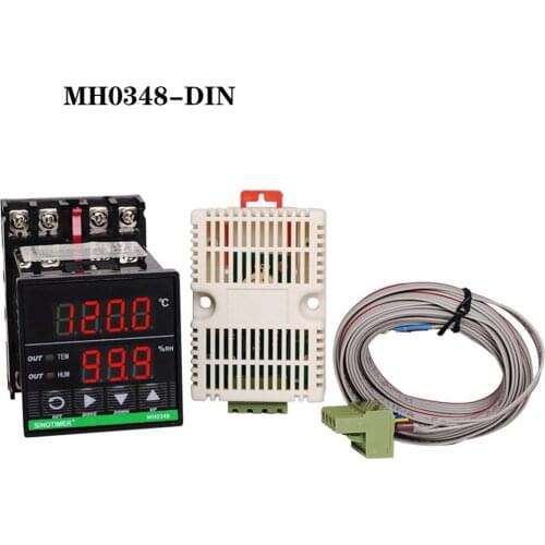1/16 DIN RAIL Mounted Intelligent Digital Temperature And Humidity Controller Sensor Cable 3 M With Mounting Base