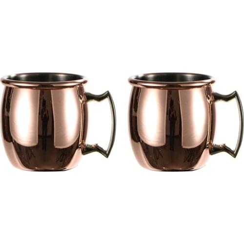2x Copper Plated Stainless Steel Moscow Mule Mug Beer Vodka Coffee Cups 60ML