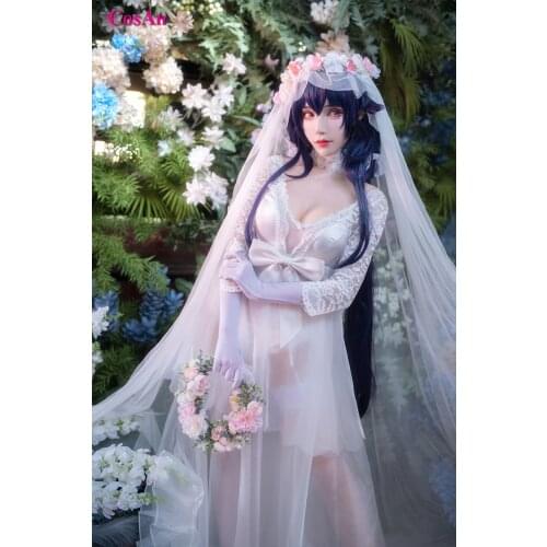 Game Azur Lane IJN Azuma Cosplay Costume Fahsion Elegant White Wedding Dress Female Activity Party Role Play Clothing S-XL