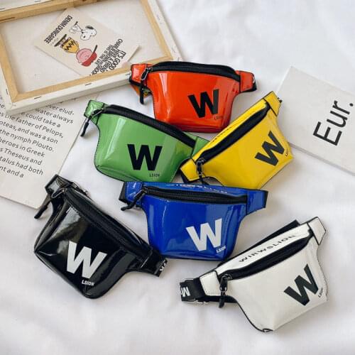 Cute Child Waist Bag Girl Belt Bag Unisex Chest Bags Mini PU kids Waist Pack Boy Fanny pack Zipper Crossbody Bag Purse YB433