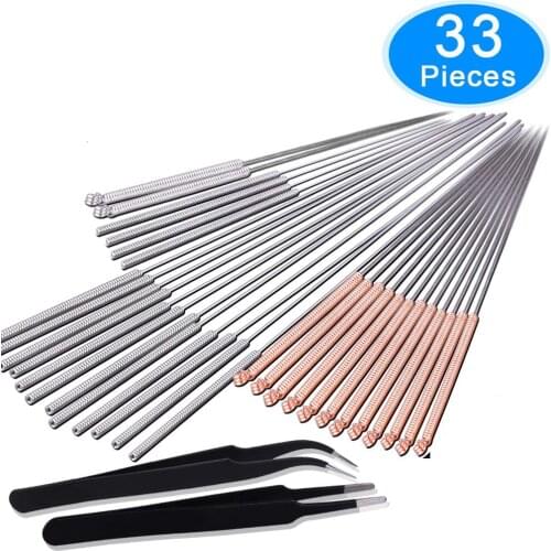 32Pcs 3D Printer Nozzle Cleaning Kit 30 Pcs 0.15mm, 0.25mm, 0.35mm, 0.4mm, 0.5mm Cleaning Needles 2 Pcs Tweezers