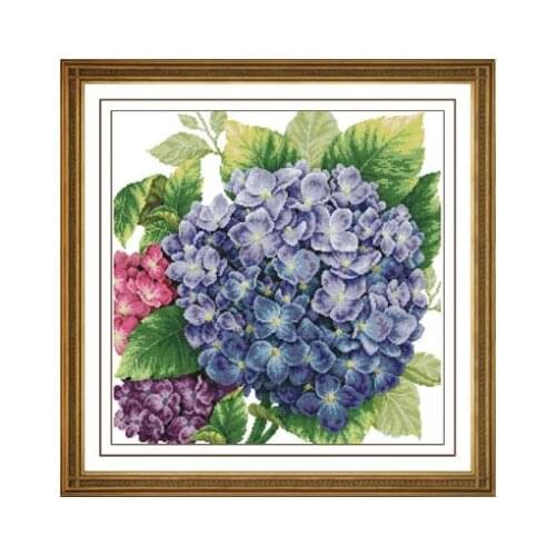 Fishxx Cross Stitch Kits B380 flowers attractive hydrangea blue paintings on needlework Sets Embroidery 100% Egyptian cotton