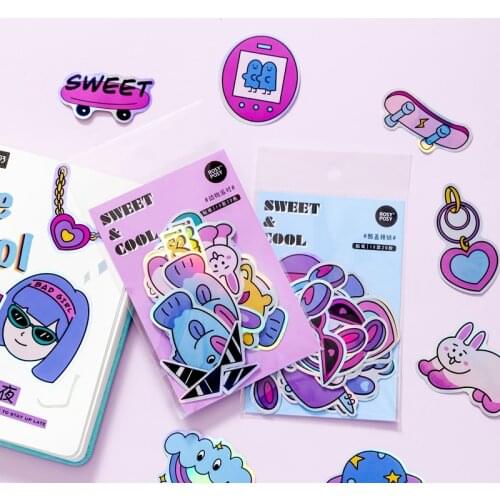 Dimi 20 Pcs Sweet&Cool Series Laser Sticker Pack DIY Planner Phone Case Girl Decoration Stickers Cute Label Kawaii Stationery