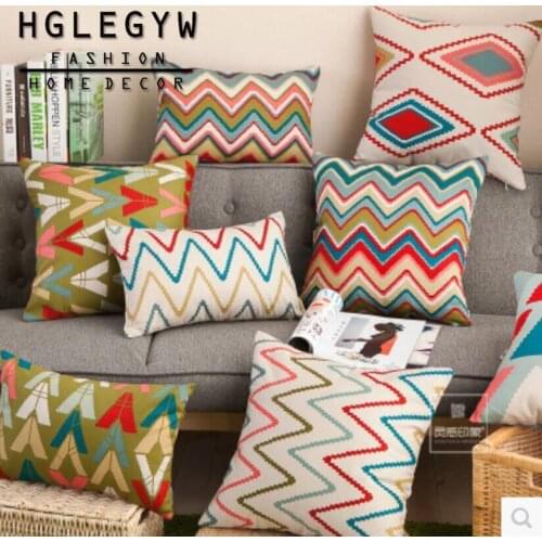 Wave Stripe Pillow Case Throw Pillowcase Cotton Linen Printed Pillow Covers For Office Home Textile