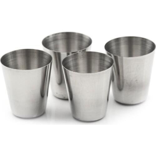 New 4pcs Camping / Travel Stainless Steel Shot Glass Set