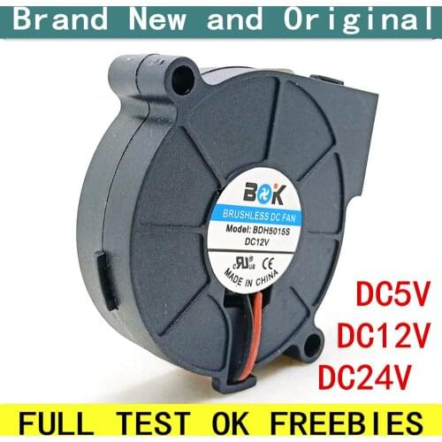 New Original BDH5015S DC12V 2LInes for 3D Printer Blower cooling fan 50*50*15mm DC5V Humidifier Turbo Cooler Fan DC24V purifier