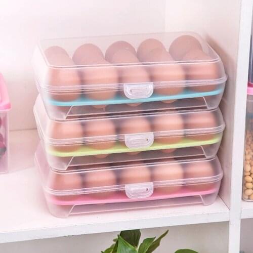 Single-layer 15 Grid Refrigerator Egg Holder Box Storage Food Savers Space Tray with Lid Container Rack Organizer House