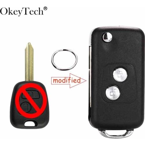 OkeyTech 2 Button Modified Flip Folding Car Key Shell Fob For Citroen C1 C2 C3 Saxo Xsara Picasso Berlingo Remote Key Case Cover