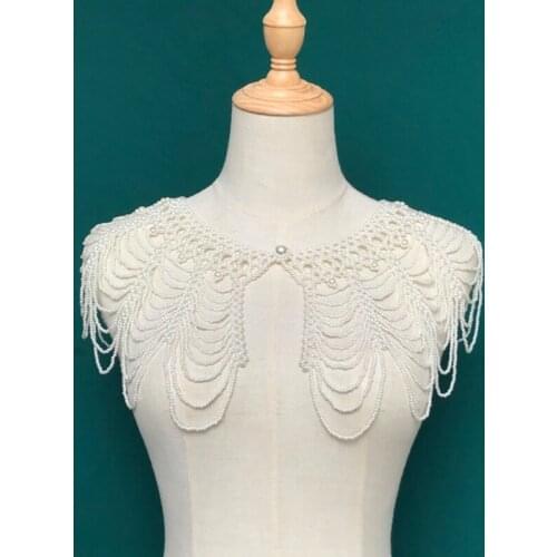 Handmade Beaded Imitation Pearl Necklace Fake Collar Women Wedding Dress Statement Hollow Out Jewelry Choker Accessories