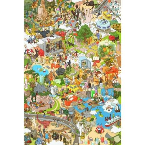 Hand-painted version happy town future city Wood 5000 pieces adult puzzle 1000 childrens educational animation toys
