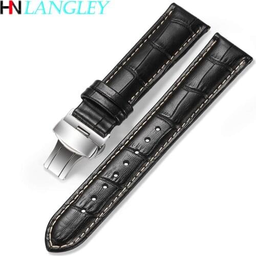 Genuine Leather Watch Band Deployment Buckle Calf Leather Padded Replacement Strap 18/20/22/24 mm 12-17 mm Watch Straps band