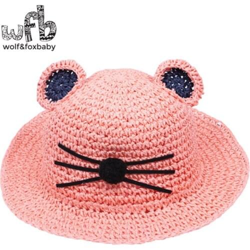 Retail 3-5years 52-54CM round girl cat ears cartoon sun hat summer autumn fall winter