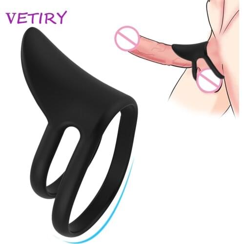 VETIRY Silicone Penis Ring Cock Ring Penis Enlargement Dual Ring Delay Ejaculation Sex Toys for Men Erection Scrotum Bind