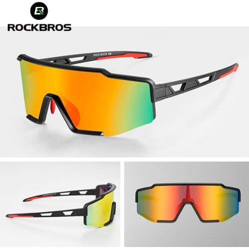 Original ROCKBROS Cycling Mens Glasses Photochromic Polarized Full Lens One Piece Frame Womens Sunglasses Goggles Eyewear