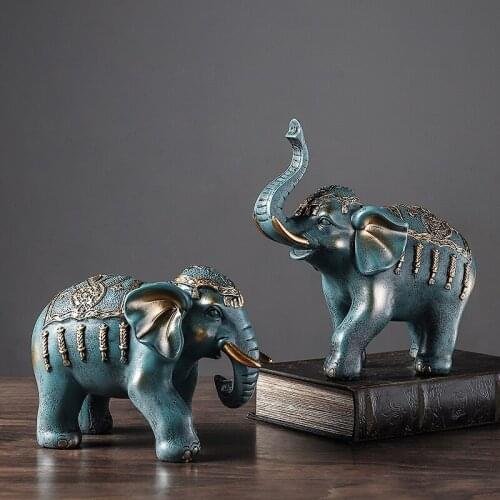 Lovers Elephant Handicraft Ornaments Two Pieces Of Combined Sculpture Living Room Desktop Statue Home Decor Figurines Miniatures