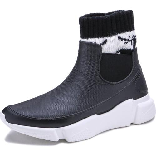 255-685 TONGPU Original Design Womens Waterproof Lightweight Rain Shoes with Sweater Details