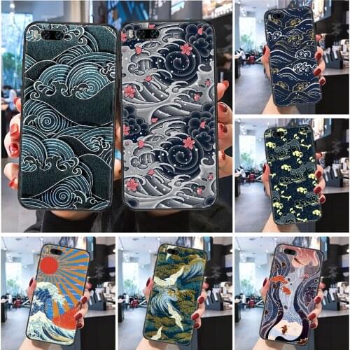 Waves Art Japan aesthetics Phone case For Xiaomi Mi Max Note 3 A2 A3 8 9 9T 10 Lite Pro Ultra Frosted black silicone shell