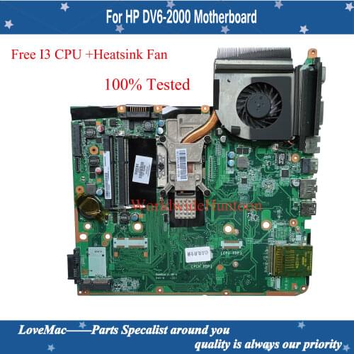 High quality 580978-001 For HP Pavilion DV6-2000 motherboard Dv6-2000 mainboard DAUP6DMB6C0 Free I3 CPU and heatsink 100% tested