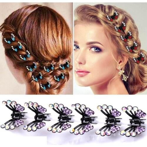 YWZIXLN Hot Sale Women Elegant Colorful Rhinestone Butterfly Hair Claws Hairpins Female Hair Styling Accessories H010