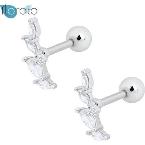 925 Sterling Silver Zircon Earring Luxury Bling Irregular Aretes Stud Earrings For Girls Ladies Fashion Fine Jewelry Accessory