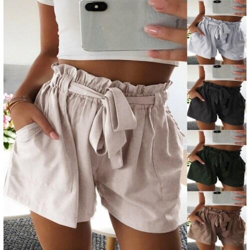 Women Drawstring Sport Shorts Casual Wide Leg Shorts Female High Waist Loose Casual Street Shorts Elastic Waist Womens Clothing
