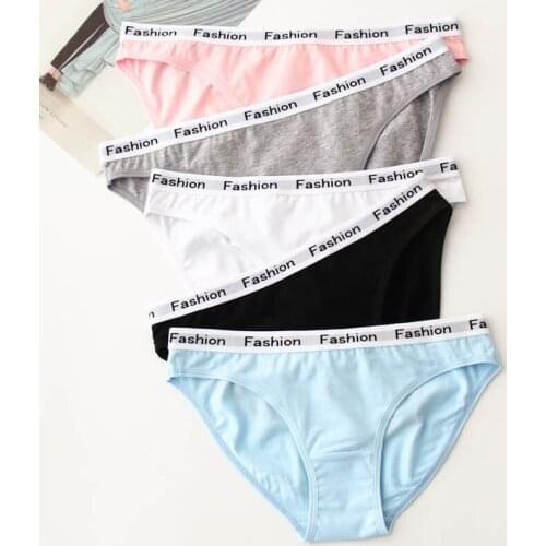 Maidy Women Panties Sexy Panty Simple Pure Color Cotton Fabric Briefs Plus Size S M L XL 2XL 3XL 5 PCS/PACK #183181