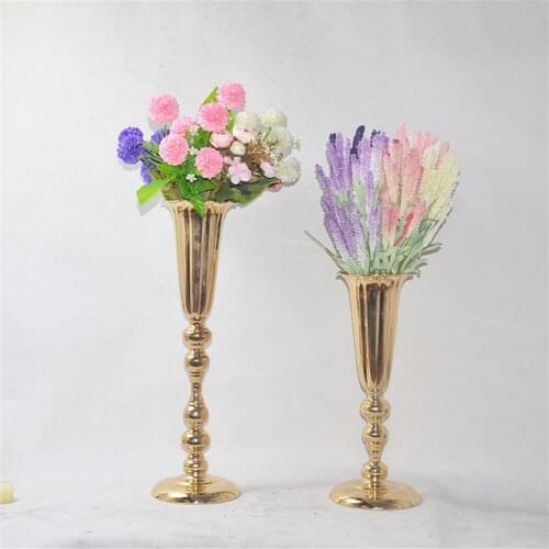 10pcs Vases Flowers Trumpet Shape Vase Wedding Table Centerpiece Event Stand Pillar Road Lead Flower Pot For Home Decoration