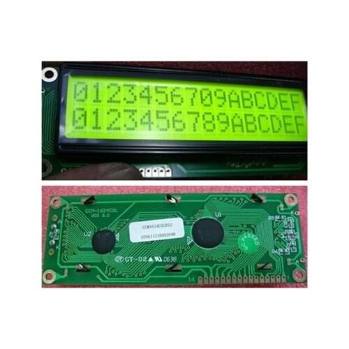 1602 Yellow Green Backlight Black Big Character LCD Screen Compatible for HD44780 Drive IC