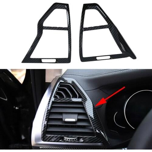 Dashboard Side Door Air Conditioning Vent Outlet Cover Trim Fit For BMW X3 2018 2019 Carbon Fiber Accessories