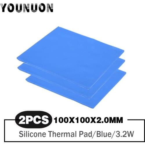 2 Pieces GPU CPU Thermal Pads 2mm Cooler Conductive Silicone pad Heatsink 100*100*2mm PC Fan Cooling Heat sink