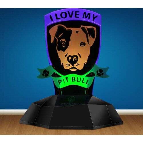 I Love My Pitbull 3D Line Lamp LED Night Lamp Pit Bull Dog Breed Designed Lamp Novelty Light Puppy Table Lamp Dog Lovers Gift