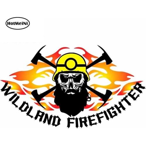 HotMeiNi 13cm x 7.4cm For Wildland Firefighter Flames Skull Scratch-Proof Car Stickers Interesting Decal Suitable For JDM RV