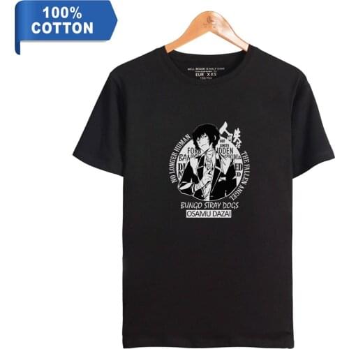 Bungo Stray Dogs 100% Cotton T-shirt Men Summer Short Sleeve T shirt Anime Hot Sale Casual Streetwear Tops